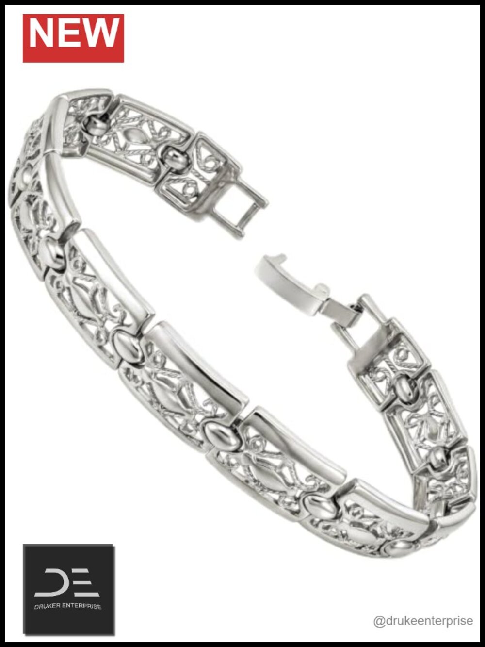 Diamond Cut Filigree Cuff Bracelet 24K Gold Plated 9mm